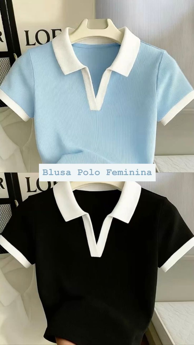 Knit Collared Crop Top in Black And White